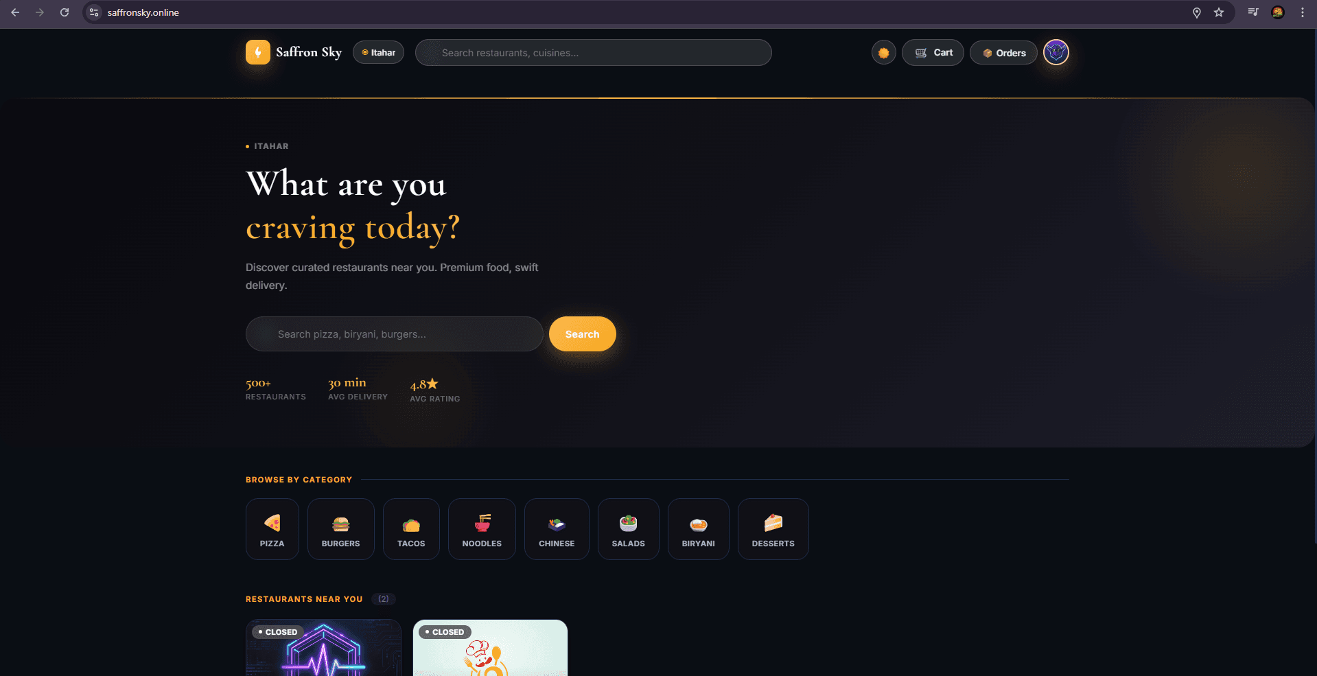 Modern Food Delivery Website